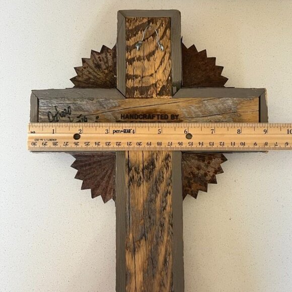 Arturo Montano "Gabby's Dad" Handmade Wood Tin Bone Cross Wall Art Southwestern - Picture 8 of 8